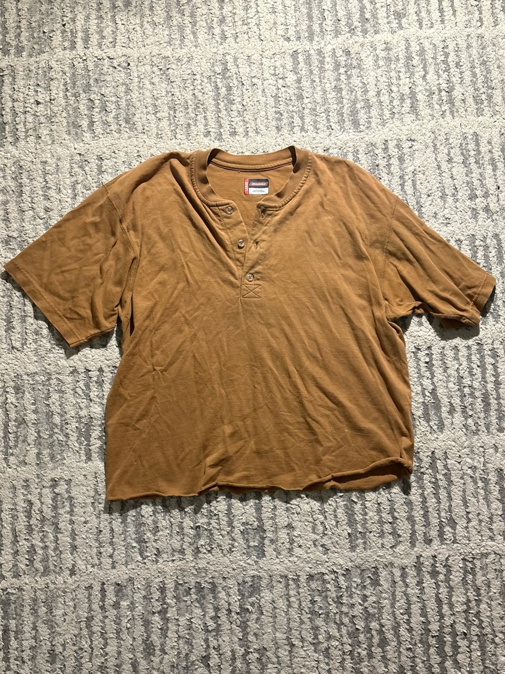 Dickies tan camel button front tee top shirt size L